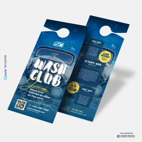 Professional Car Wash Door Hanger Canva Template for Auto Businesses
