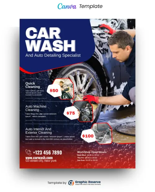 Professional Car Wash Flyer Template - Easy-to-Edit in Canva