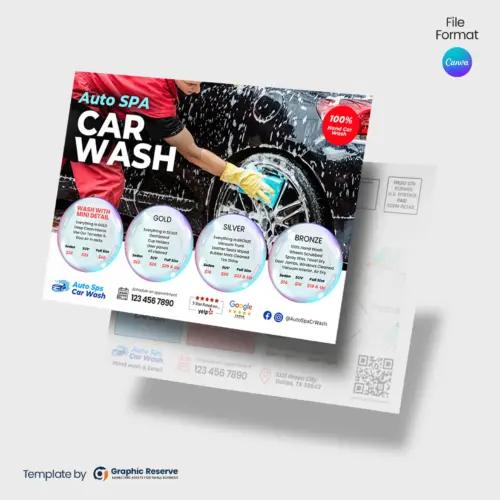 Car Wash and Detailing Direct Mail EDDM Postcard (Canva Template)