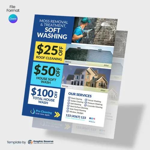 Cleaning Service Flyer Design Canva Template 2