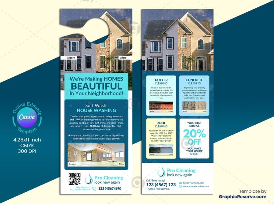 Cleaning Service Door Hanger 1v