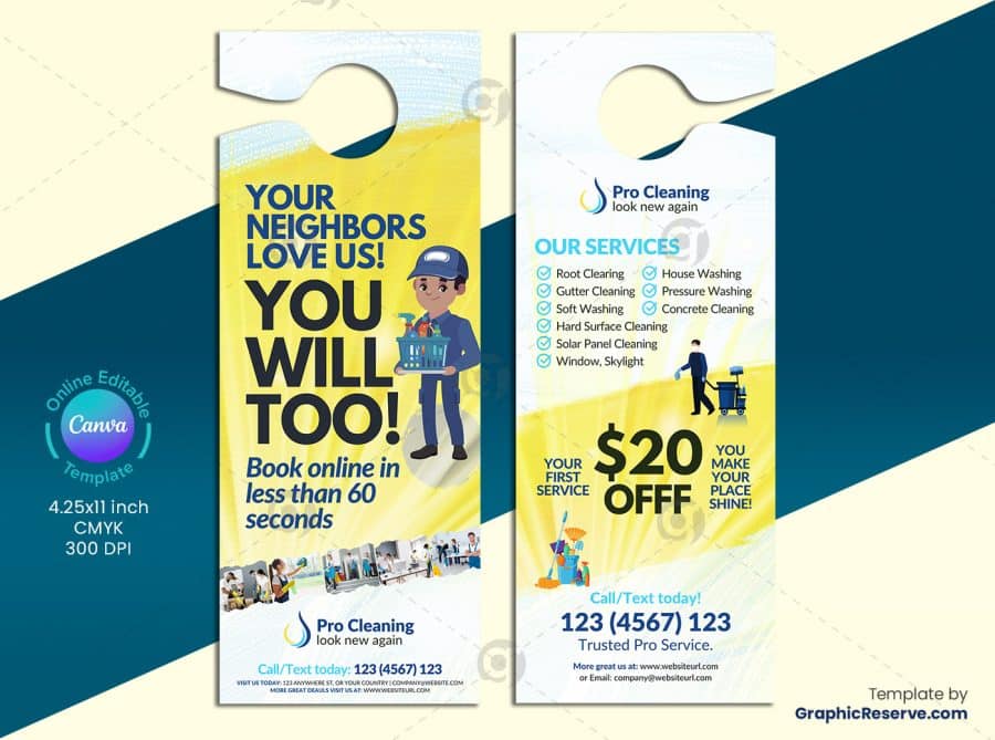 Cleaning Service Door Hanger 2v