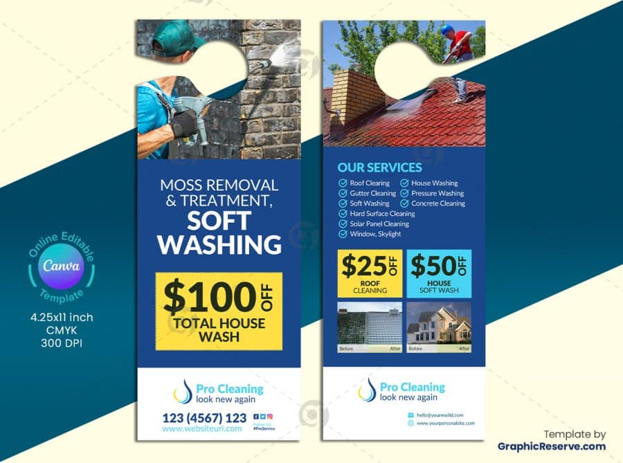 Cleaning Service Door Hanger 3v