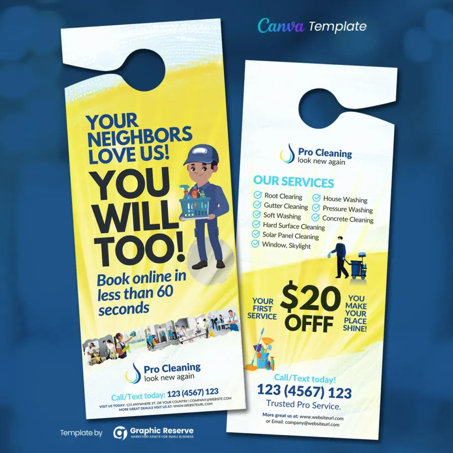 Modern Pressure Washing Door Hanger Template for Local Marketing