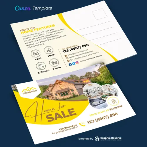 Customizable Home for Sale Postcard Template for Real Estate Marketing
