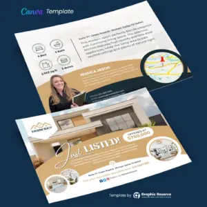 Customizable Just Sold EDDM Postcard Template for Real Estate Marketing – Canva template