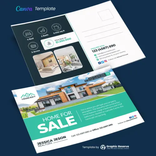 Editable Canva Template for Home for Sale Postcards