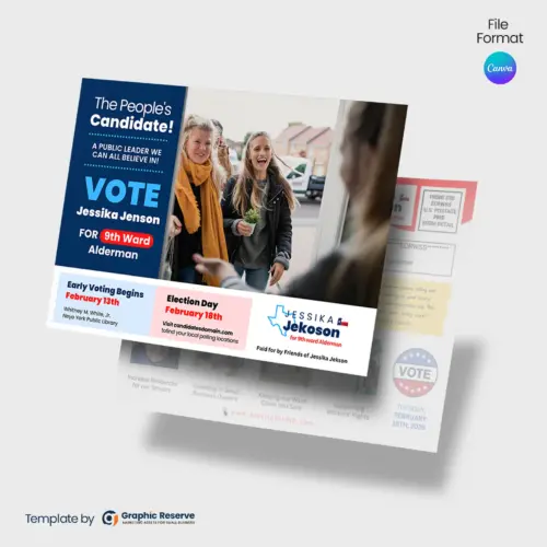 Editable Political Campaign Direct Mail Postcard Canva Template