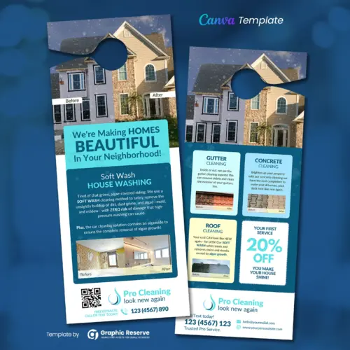 Exterior Cleaning Service Door Hanger (Canva Template)