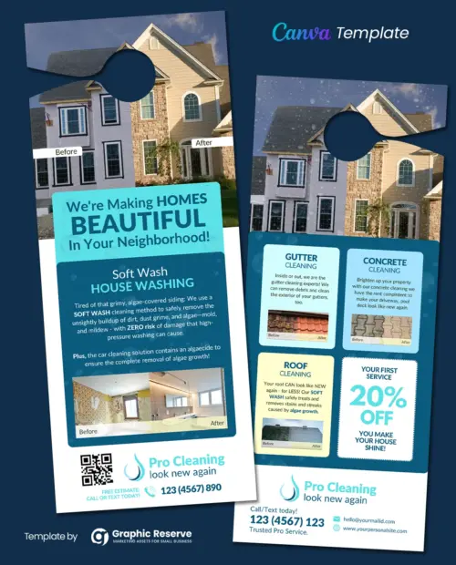 Exterior Cleaning Service Door Hanger (Canva Template)