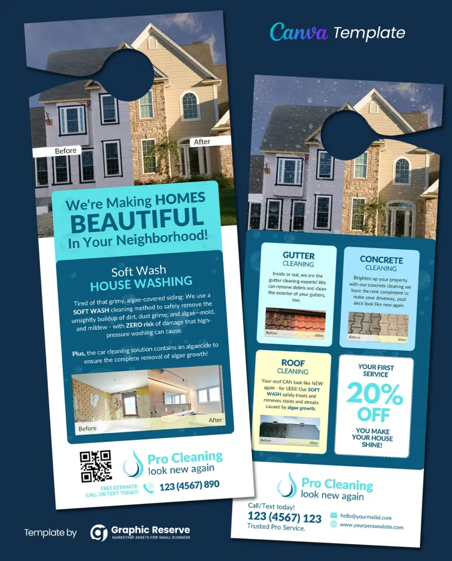 Exterior Cleaning Service Door Hanger (Canva Template)