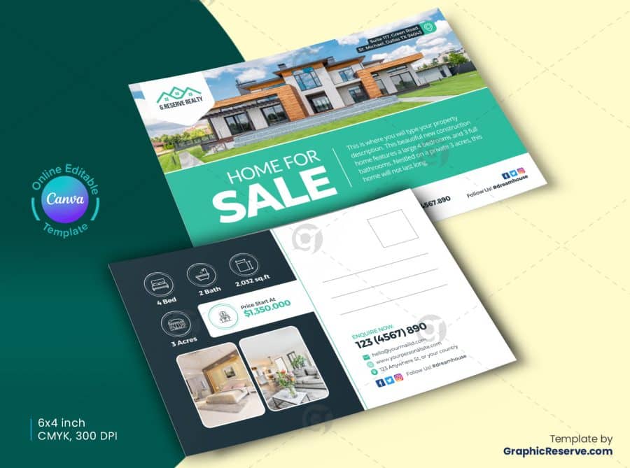 Home for Sale Postcard Design Back 1
