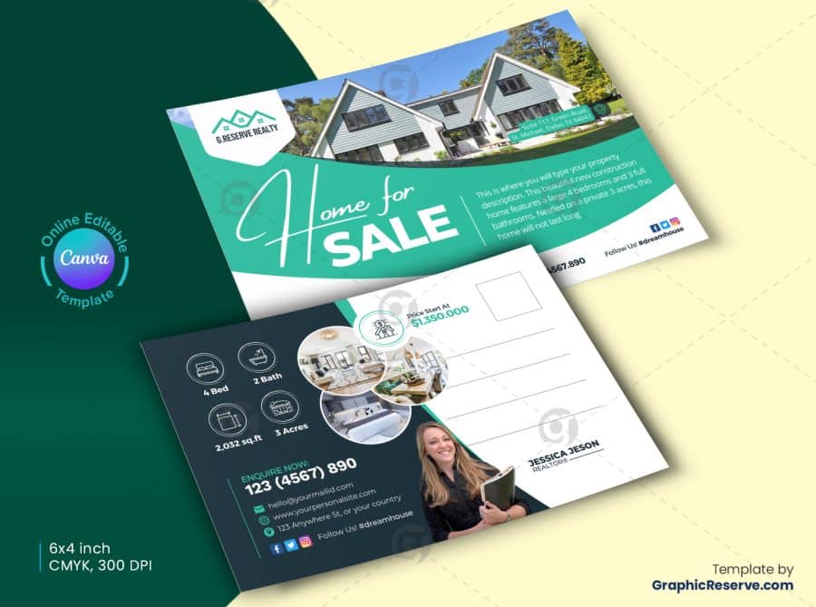 Home for Sale Postcard Design Back