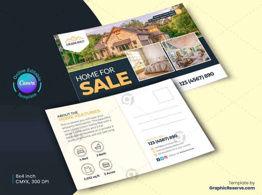 Home for Sale Real Estate Postcard Back 1
