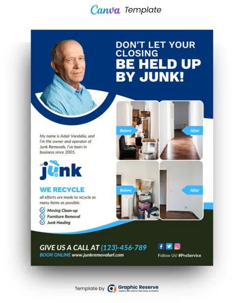 Junk Removal Flyer Design Template - Editable in Canva