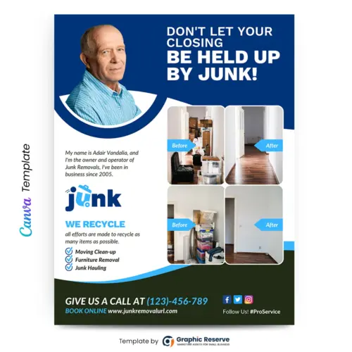Junk Removal Flyer Design Template - Editable in Canva