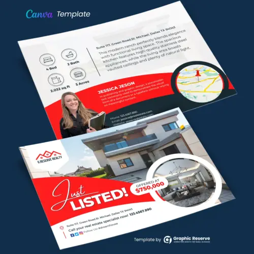Just Sold Real Estate EDDM Postcard Template - Editable in Canva