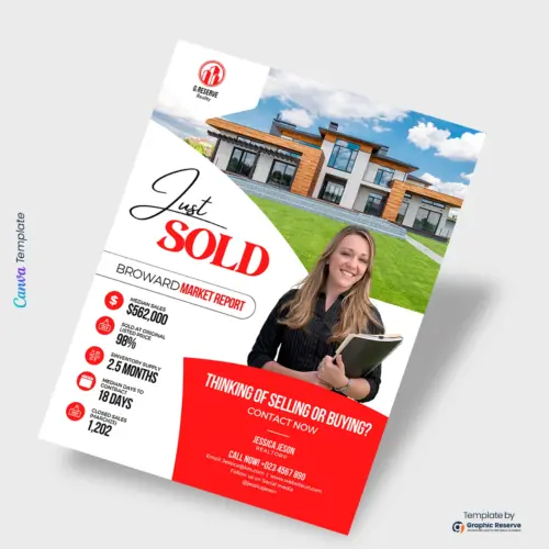Just Sold Real Estate Flyer (Canva Template)