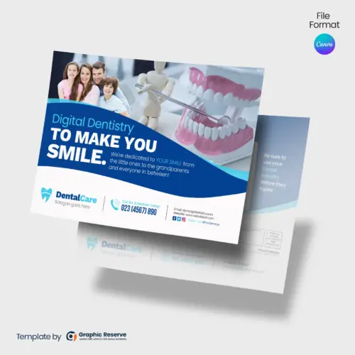 Modern Dental Direct Mail Marketing Postcard Canva Template