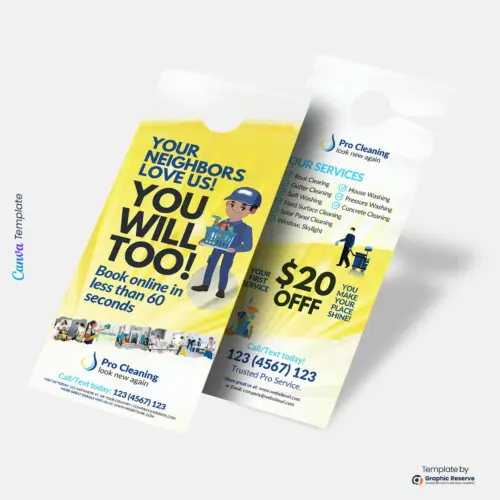 Modern Pressure Washing Door Hanger Template for Local Marketing