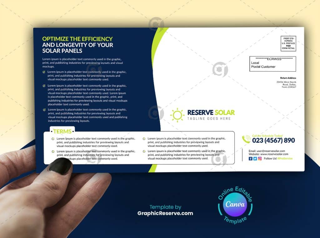 Solar Panel Cleaning EDDM Mailer Back