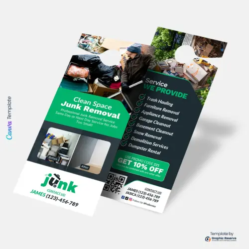 Clean Space Junk Removal Canva Door Hanger