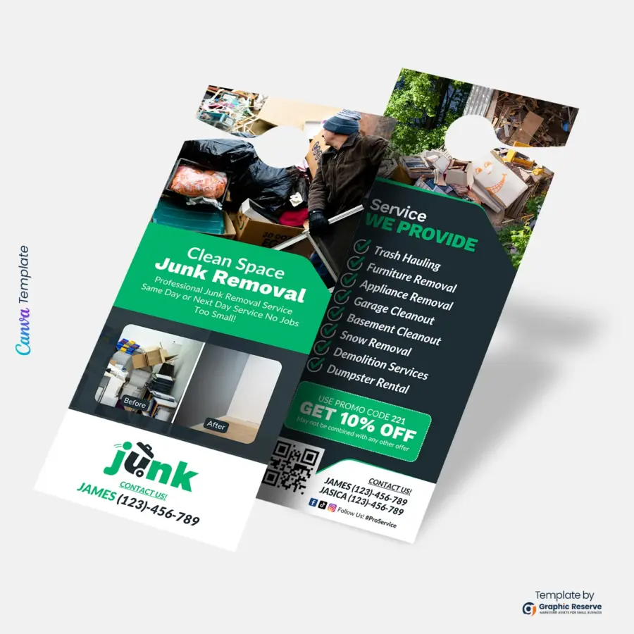 Clean Space Junk Removal Canva Door Hanger