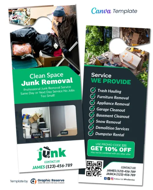 Clean Space Junk Removal Canva Door Hanger