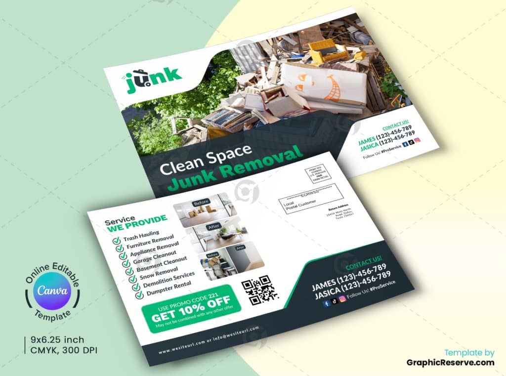 Clean Space Junk Removal Canva EDDM Postcard B