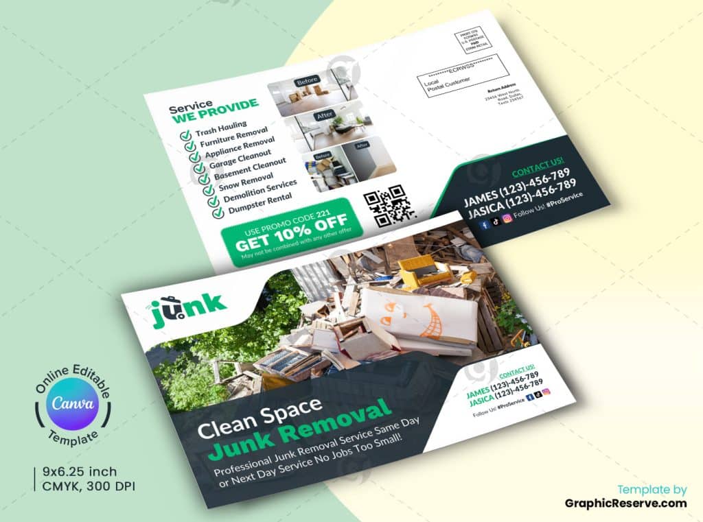 Clean Space Junk Removal Canva EDDM Postcard F
