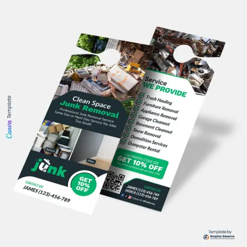 Clean Space Junk Removal Door Hanger Design Canva Template