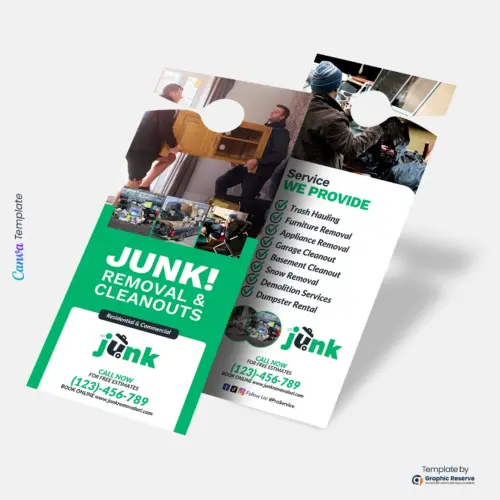 Junk Removal Door Hanger Canva Template – Easy Marketing for Local Services
