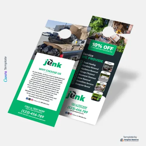 Editable Junk Removal Door Hanger Canva Template – Business Advertising Design