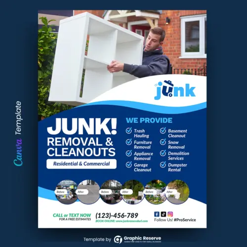 Junk Removal Advertising Flyer Design Canva Template