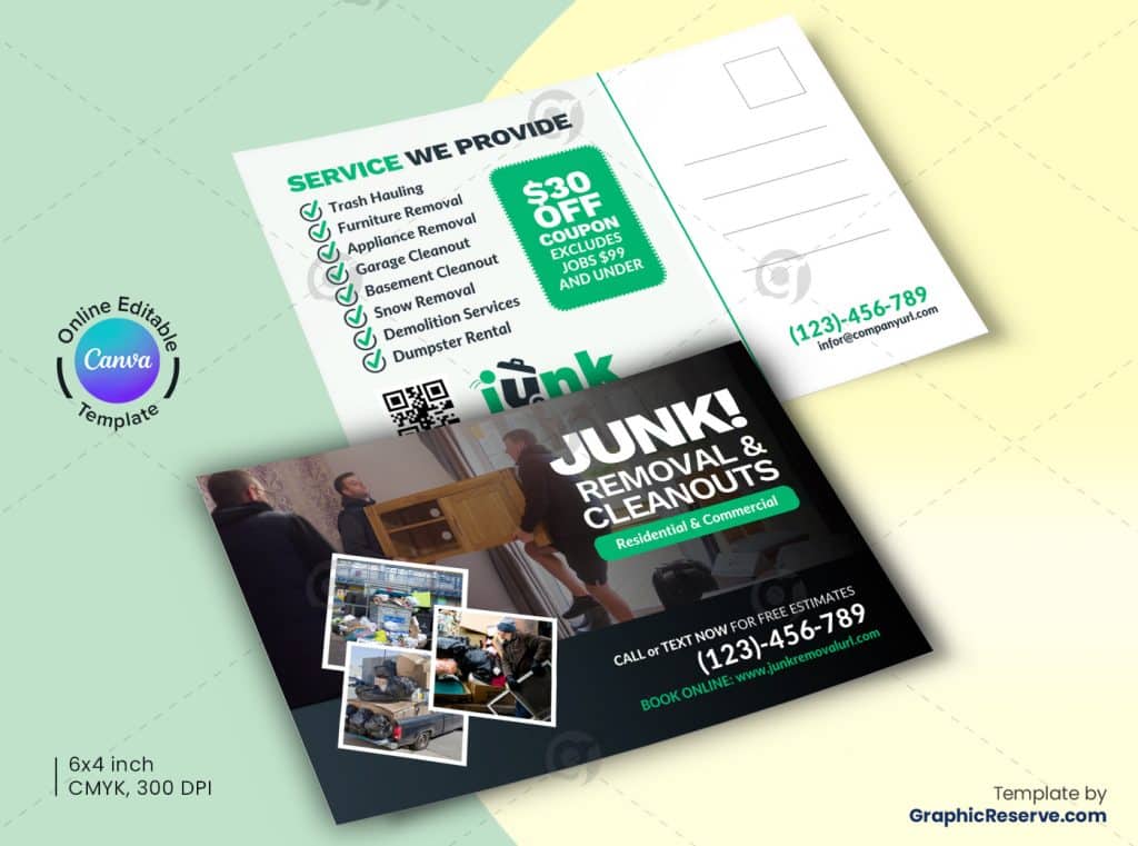 Junk Removal Canva Postcard Template F