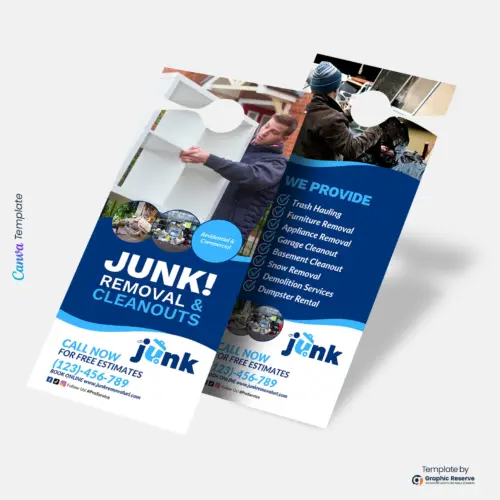 Junk Removal Door Hanger Template - Easy to Edit in Canva