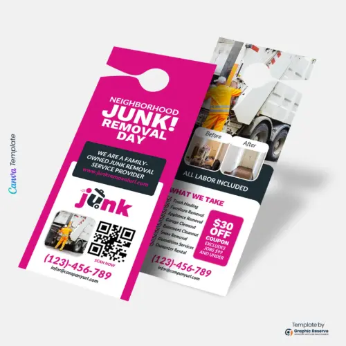 Junk Removal Door Hanger Template – Canva Marketing Tool for Businesses
