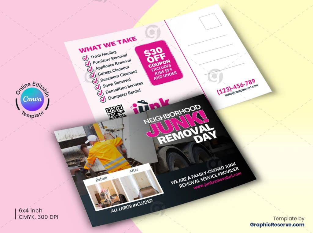 Junk Removal Postcard Canva Template F