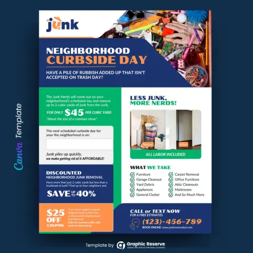Junk Removal Services Flyer Canva Template