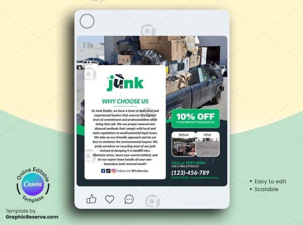 Junk Removal Social Media Banner Canva Template