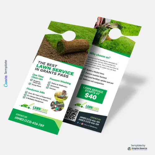 Landscaping Door Hanger Canva Template – Lawn Care Door Hanger Design