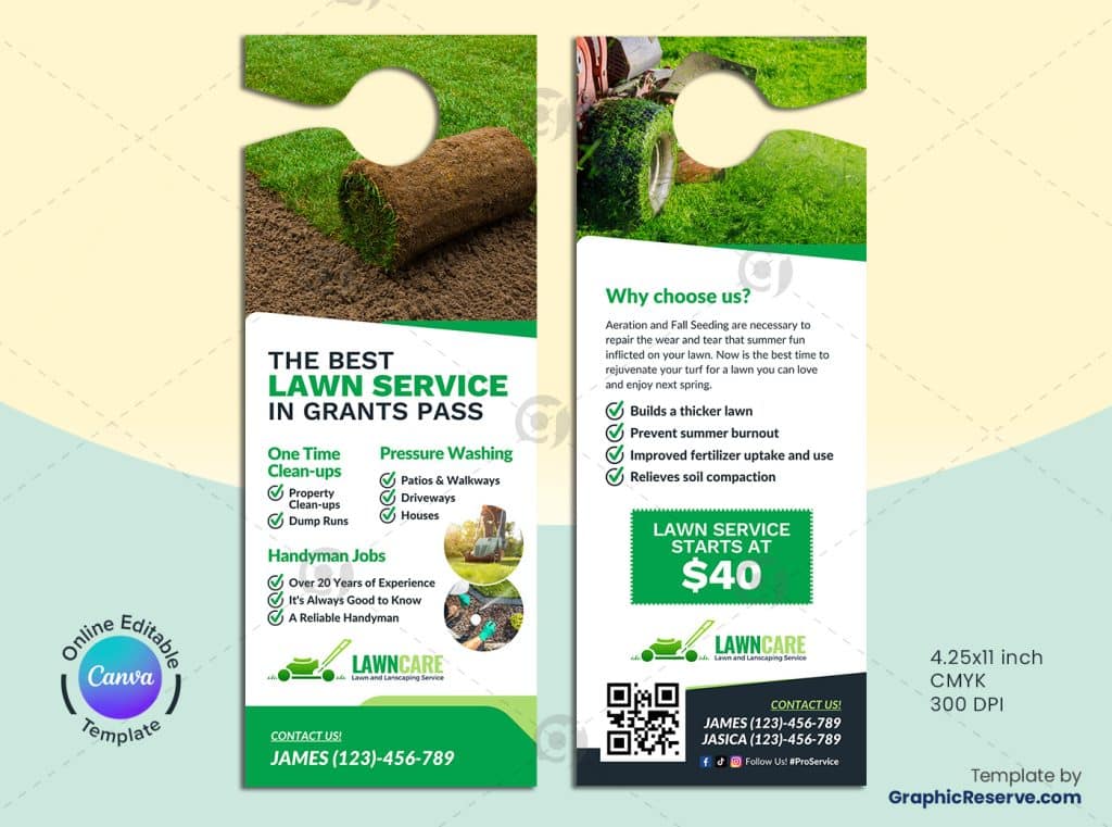 Lawn Care Canva Door Hanger Design