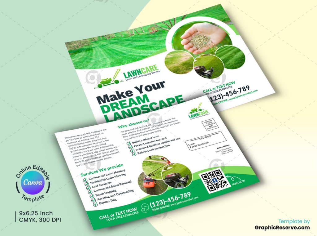 Lawn Care Direct Mail EDDM Canva Template B
