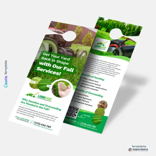 Lawn Care Postcard & Door Hanger Bundle Template – Canva Marketing Design