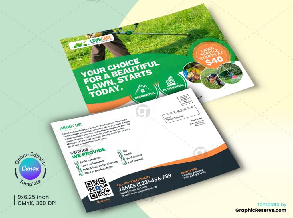 Lawn Care Service EDDM Mailer Canva Template B