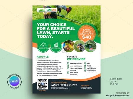 Lawn Care Service Flyer Canva Template