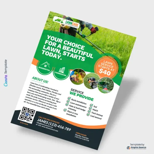 Lawn Care Service Flyer Canva Template