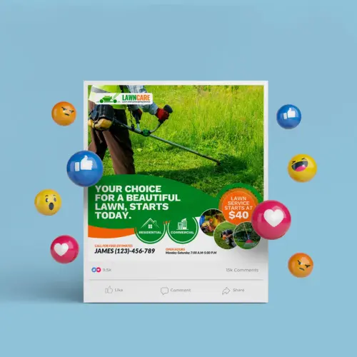 Lawn Care Service Social Media Banner Canva Template