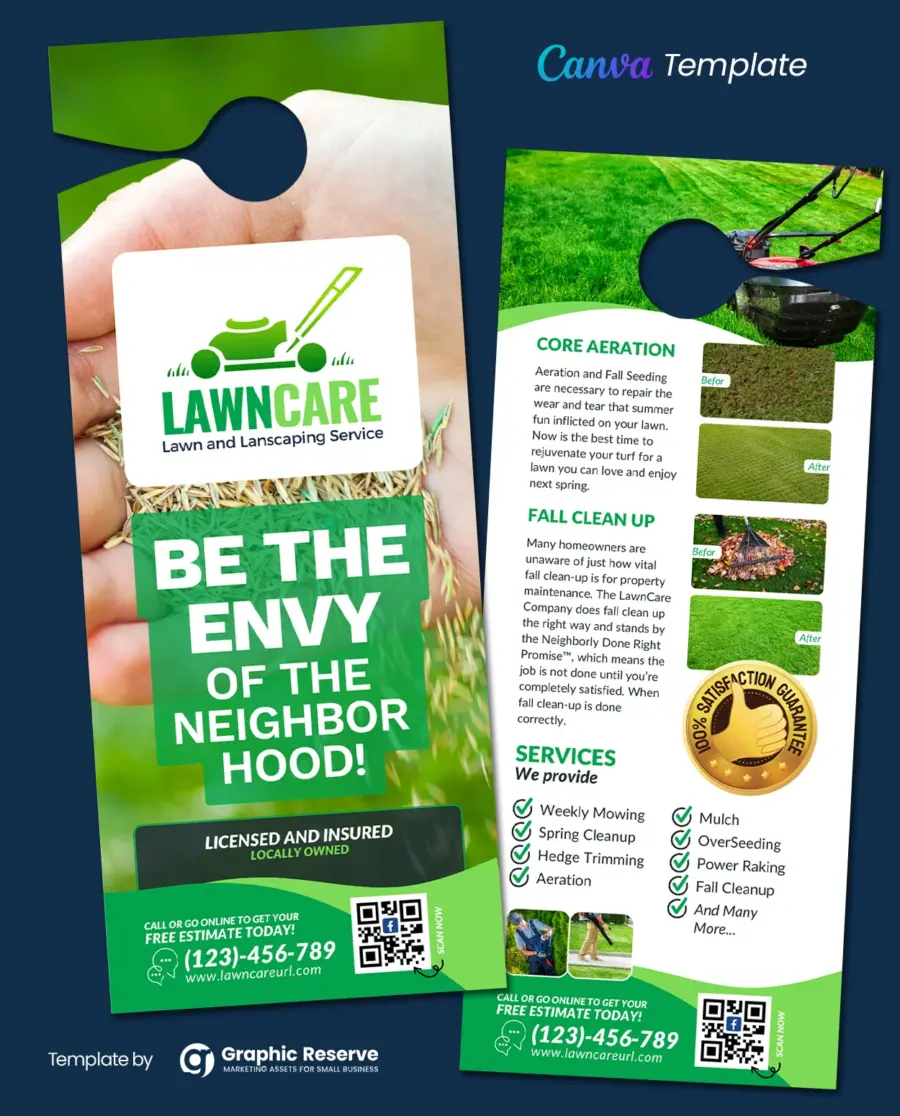 Lawn Service Door Hanger Canva Template