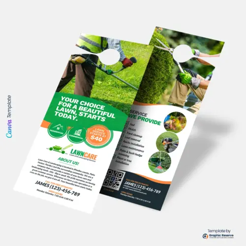 Lawn Service Door Hanger Design – Canva Lawn Care Marketing Material